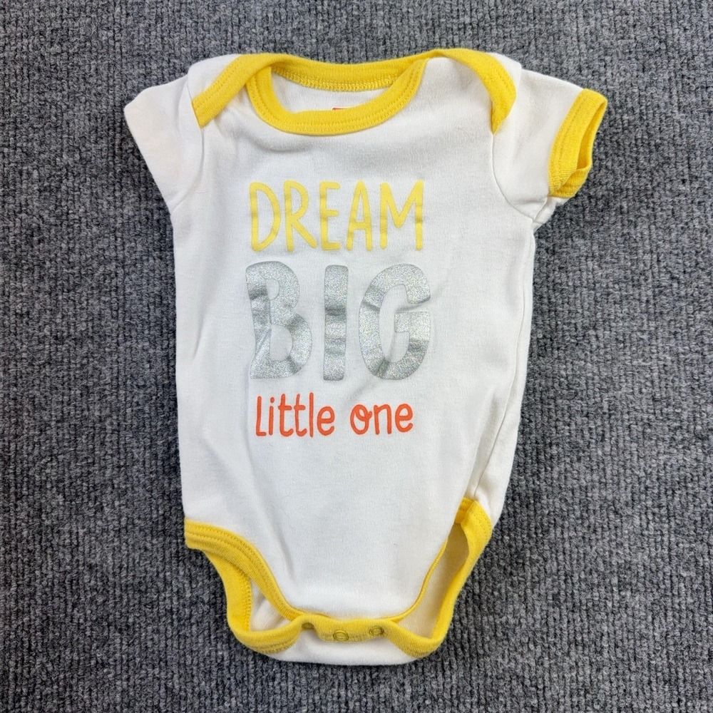 Swiggles Romper Girls 3-6 Months White Yellow Dream Big One Piece Bodysuit